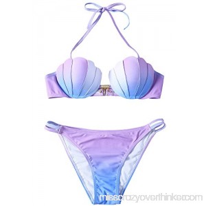 PiePieBuy Women's Gradient Color Seashell Bikini Set Push up Padded Mermaid Swimsuit Bathing Suit Free Expedited Purple-1 B07B3G4NQ2